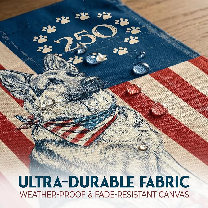 FLAGWIX 250 Anniversary American German Shepherd Flag - Polyester Double-sided Garden Flags For Outside (11.5" x 17.5") - 250 Years 4th of July Decorations for Home Yard Garden Decor Banner