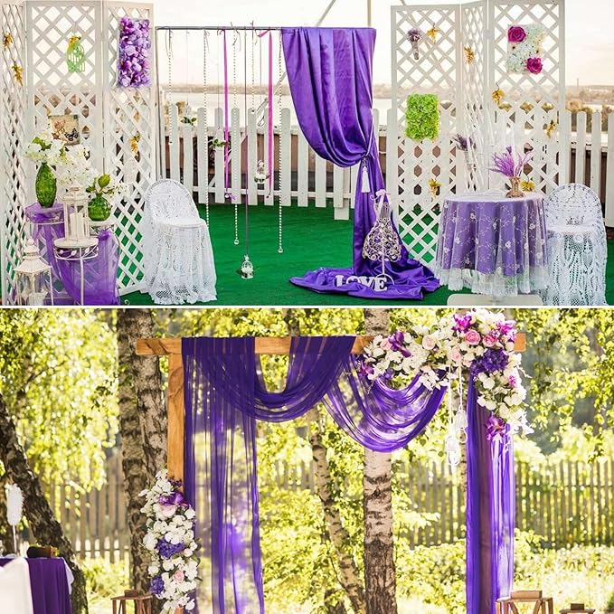 8 Pack Purple Cheesecloth Table Runner 10Ft Gauze Cheese Cloth Table Runner 35x120 Inch Romantic Boho Table Runners for Wedding Anniversary Bridal Baby Shower Birthday Party Banquet Event Table Decor