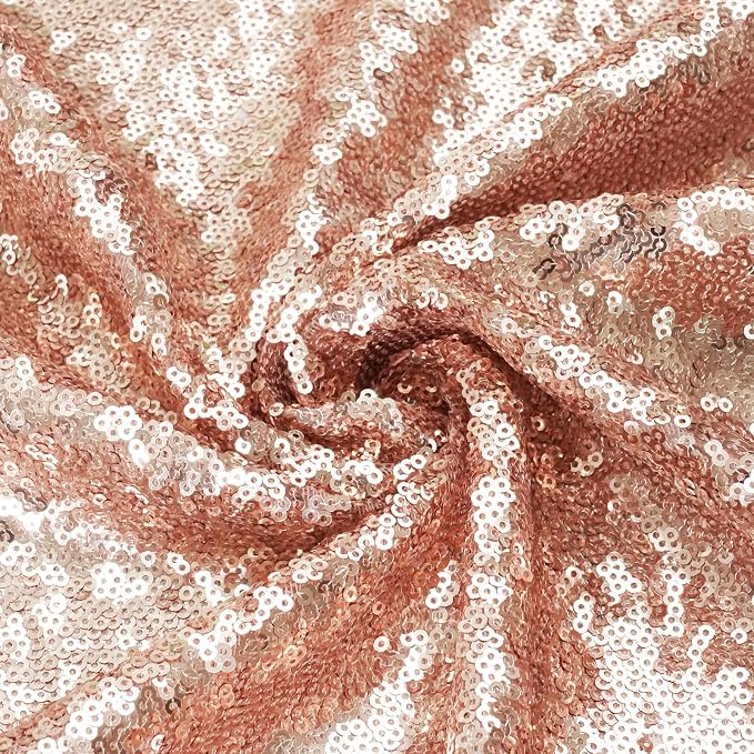 Eternal Beauty Rose Gold Sequin Backdrop, 10x10 Ft Glitter Background Curtains for Mother's Day Shimmer Photography Party Wedding Birthday Back Drop Decor