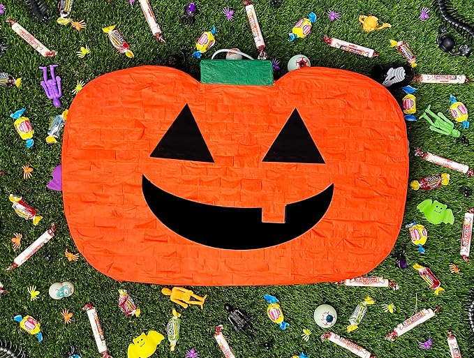 Jergrim Halloween Pumpkin Piñata 4-piece set 16"x11" Perfect for Halloween Party Decorations, Photo Prop, Jack-O'-Lanthern, October Birthday, Funny, Scary and Spooky, Fits candy/favors