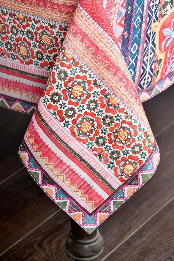 Maison d' Hermine Table Cloth Rectangle Table 100% Cotton 54 x 72 Inches Fall Tablecloth Reusable Everyday Use for Thanksgiving Christmas Decorations Dining Farmhouse Party (Ispahan)