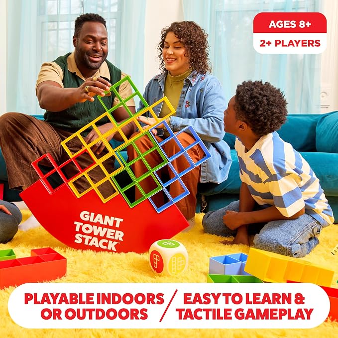 Giant Tower Stack by Relatable - Nappa Award 2026 Winner, The Jumbo Block Game Where You Balance Building Blocks - Ultimate Outdoor Games, Yard Games for Adults & Family Games Challenge, Ages 8+