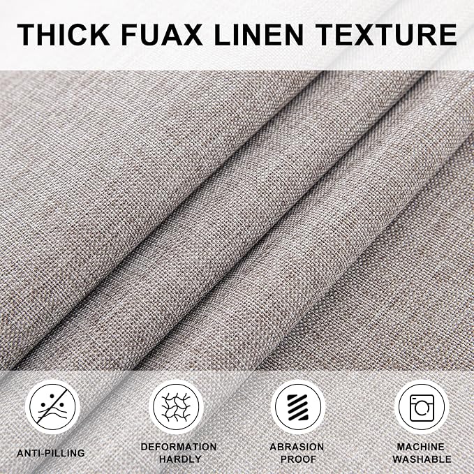 Hiasan Round Linen Tablecloth 90 Inch - Wrinkle and Stain Resistant Washable Polyester Fabric Table Cloth for Dining Room Kitchen Party, Stone