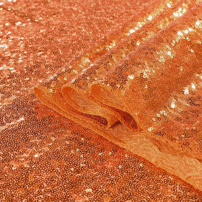 B-COOL Rectangle Sequin Tablecloth Fabric Linen: Glitter Fabric 6ft Long Table Cloth for Wedding Autumn Party Dining Banquet Christmas Holiday Decoration, Bronze 60x102 inch