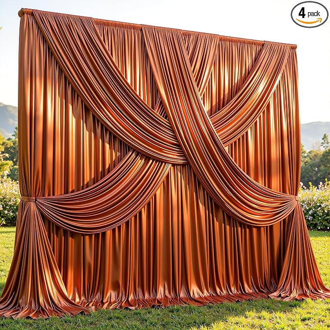 Terracotta Glitter Backdrop Curtains - 20x12FT Satin Photo Backdrop, Wrinkle-Free Shimmer Back Drop Cloth Shiny Drapes for Photobooth Wedding Birthday Parties Photoshoot Background Decorations