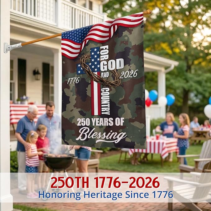 FLAGWIX American 250 Years of Blessing Flag - Polyester Double-sided Yard Flags For Outside House Flag (29.5" x 39.5") - 4th of July Memorial Day Decorations, Gifts For Men Veteran Army Military