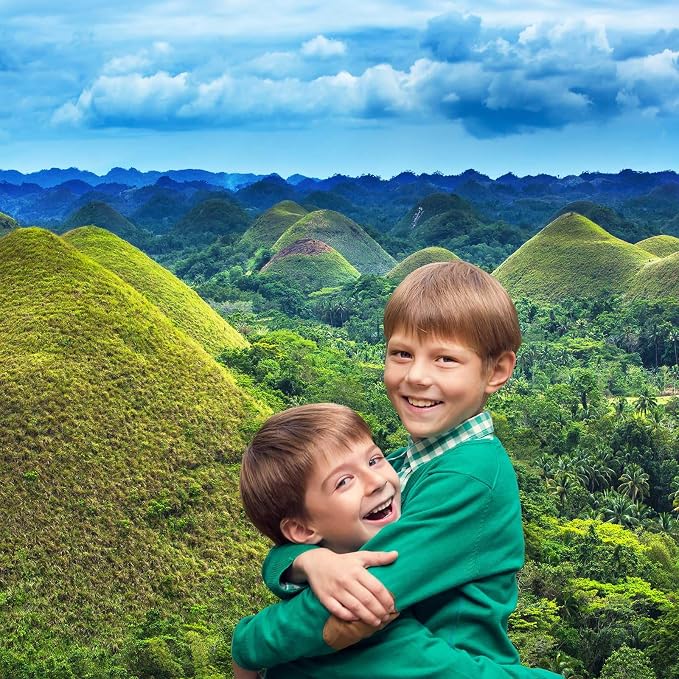 Chocolate Hills Backdrop Philippines Nature Landscape Photography Background Bohol Island Green Forest Mountain Backdrop Decors Philippines Travel Hiking Camp Birthday Wedding Portrait Props 5x3ft