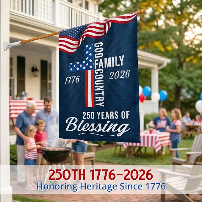 FLAGWIX American 250 Years of Blessing Flag - Polyester Double-sided Yard Flags For Outside 3x5 ft. Flag - 4th of July Decorations for Home Yard Garden Decor Banner, Gifts For Men Women