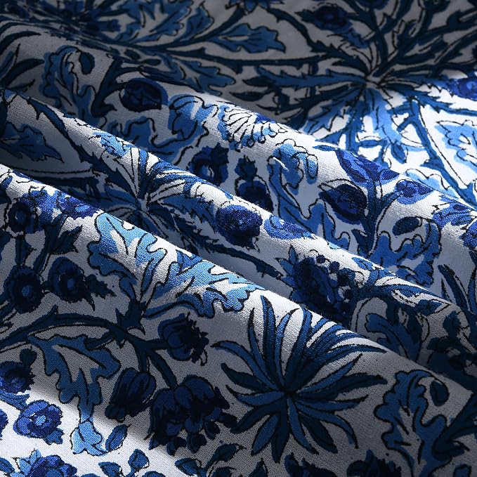 Ridhi Round Tablecloth Hand Block Print 100% Cotton Reusable Dark Royal Blue 132 Inch Table Cover Decorative Everyday Use for Dining, Home, Party, Wedding, Farmhouse Gift for Spring, Mother's Day