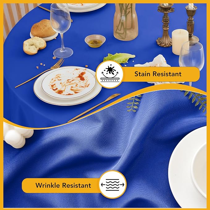 6-Pack Royal Blue Round Tablecloths, 120 Inches, Stain-Resistant Polyester for 5-6 Ft Round Tables - Washable Table Covers for Weddings, Banquets, Birthday Parties, Events
