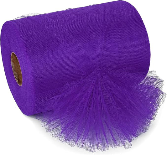 Purple Tulle Ribbon 6 Inch x 100 Yards Soft Mesh Fabric for DIY Crafts Wedding Decorations Sewing Gift Wrapping and More