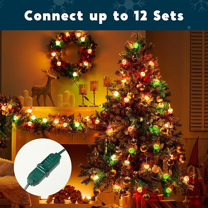 Joiedomi Christmas Bubble String Light - Traditional Bubbles Lights Set 7 Bulbs with 1 Spare Replacement, Old Fashion Vintage Christmas Tree Lighting Decor Holiday Decorations (Multicolor)
