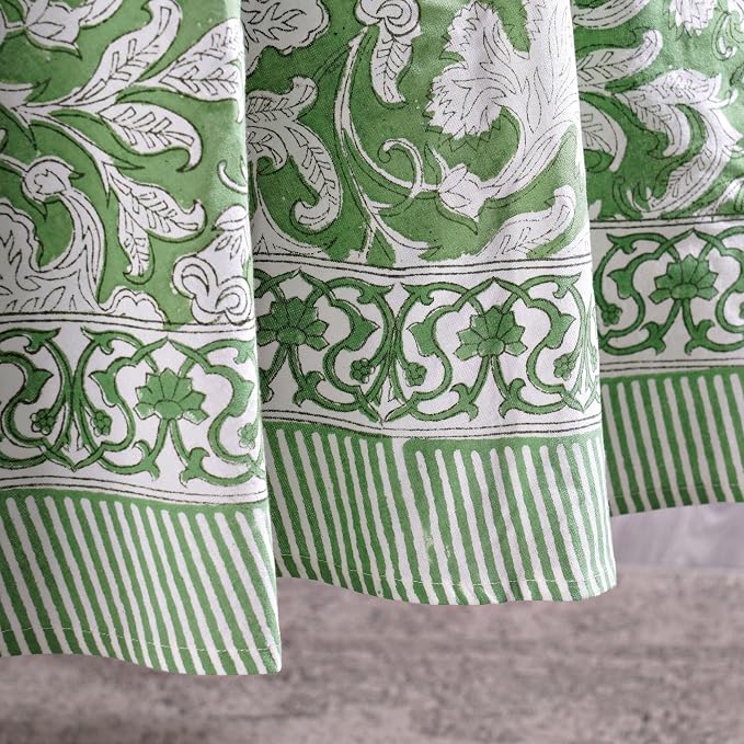 Ridhi Round Tablecloth Hand Block Print 100% Cotton Reusable Sage Green 90 Inch Table Cover Decorative Everyday Use for Dining, Home, Party, Wedding, Farmhouse, Party Gift for Spring, Mother's Day