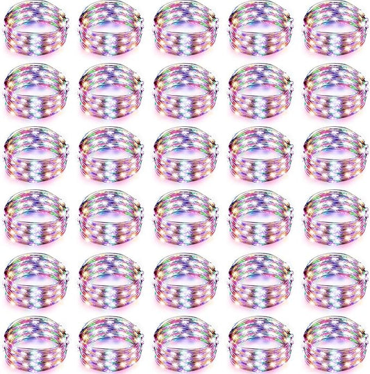 Tuanse 49 Pack LED Fairy Lights Colored Battery Operated String 3 Speed Modes 7 ft 20 LED Starry Wedding Decoration Waterproof Wire Twinkle Light for DIY Jar Bedroom Party Supplies (Rainbow Color)