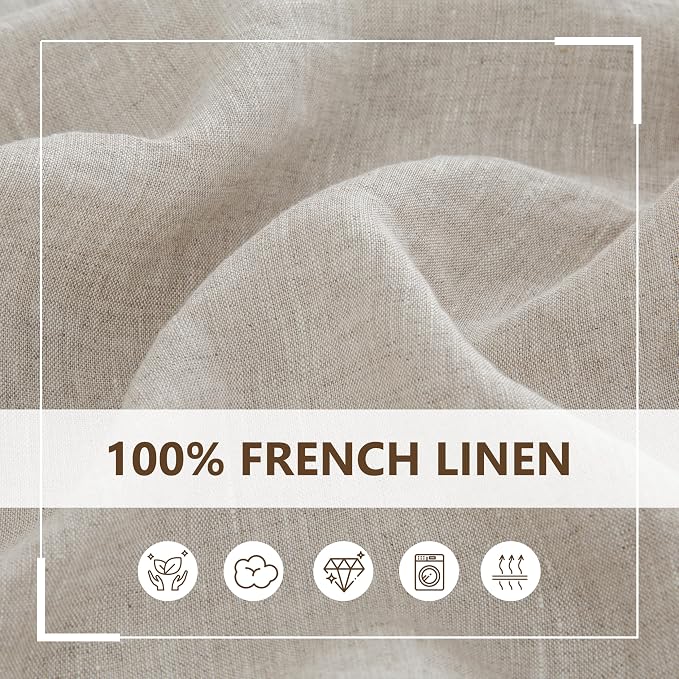 Linen World Linen Tablecloth,100% French Linen Natural Tablecloth 90" x 60" Inch,Washable Rectangular Tablecloth for Dining,Outdoor,Weddings and Restaurants,Decorative Thanksgiving Christmas