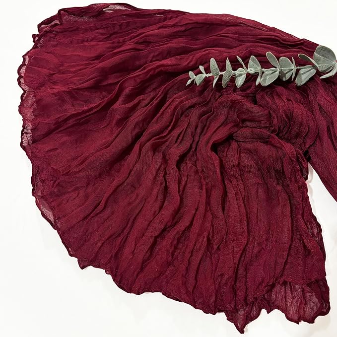 12Pack Wine Red Table Runner 10Ft Burgundy Cheesecloth Table Runners Long Cheese Cloth Table Runners for Wedding Party Bridal Shower Thanksgiving Christmas