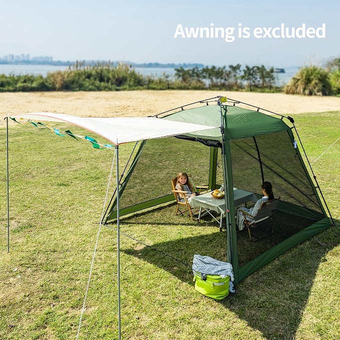 Pop Up Screen House Gazebo 8.2'x8.2'x75'' – Instant Portable Canopy with Mosquito Netting & UPF Sun Protection, Tool-Free 60s Setup, Foldable Outdoor Tent for Backyard, Camping, Park,Olive Green