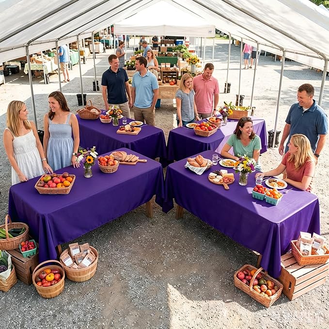 10 Pack Purple Tablecloth 60x126 Inch Purple Table Cloth for 8 Foot Rectangle Tables, Wrinkle Resistant Rectangular Tablecloth Washable Polyester Fabric Table Covers for Party Banquet Wedding Buffet