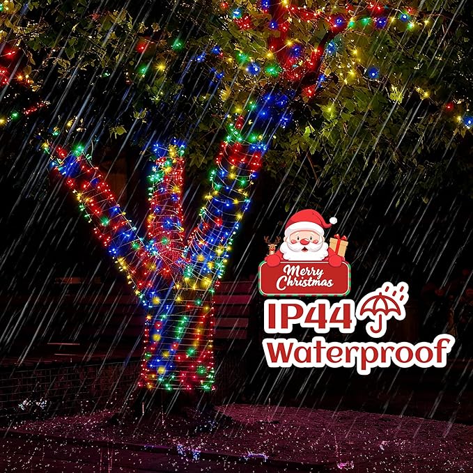 Christmas String Lights Indoor Outdoor Clear Wire, 500 LED 164FT Multicolor Christmas Lights Outdoor for Bedroom 8 Mode, Twinkle Fairy Light Plug in for Home Wedding Tree Yard Patio Decor