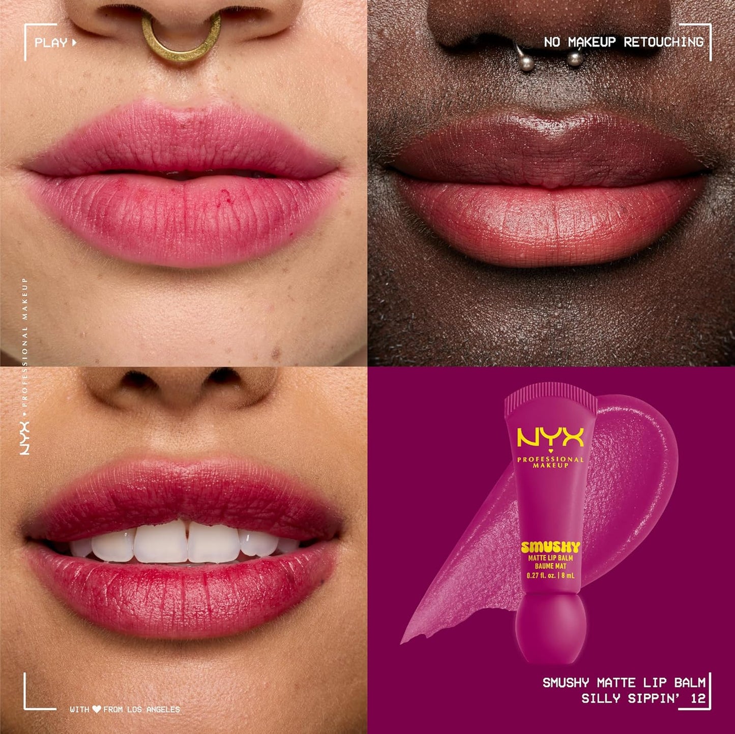 NYX PROFESSIONAL MAKEUP Smushy Matte Lip Balm, Tinted Lip Moisturizer with Soft, Matte Finish - Silly Sippin' (Deep Purple)