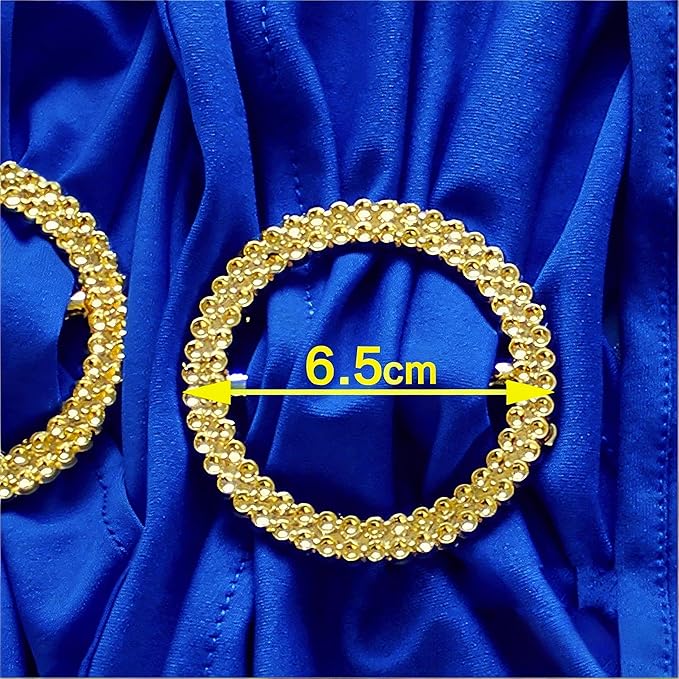 Pack of 50 Spandex Royal Blue Chair Sashes with Gold Buckles, Stretch Chairs Sashes for Wedding Party Baby Shower Ceremony Event Decorations Chair Bands Bows (Royal Blue Sashes, Gold Buckles)
