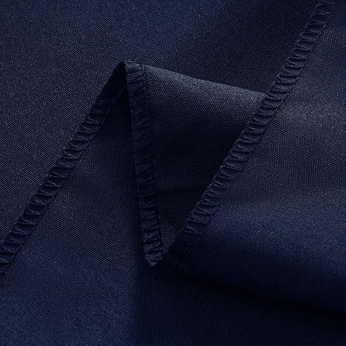 2-Pack Round 120-inch Navy Blue Table Cloths, Solid Stain and Wrinkle Resistant Circular Tablecloth, Premium Plain Weave Polyester Fabric Table Linen Covers for Hotel, Banquet