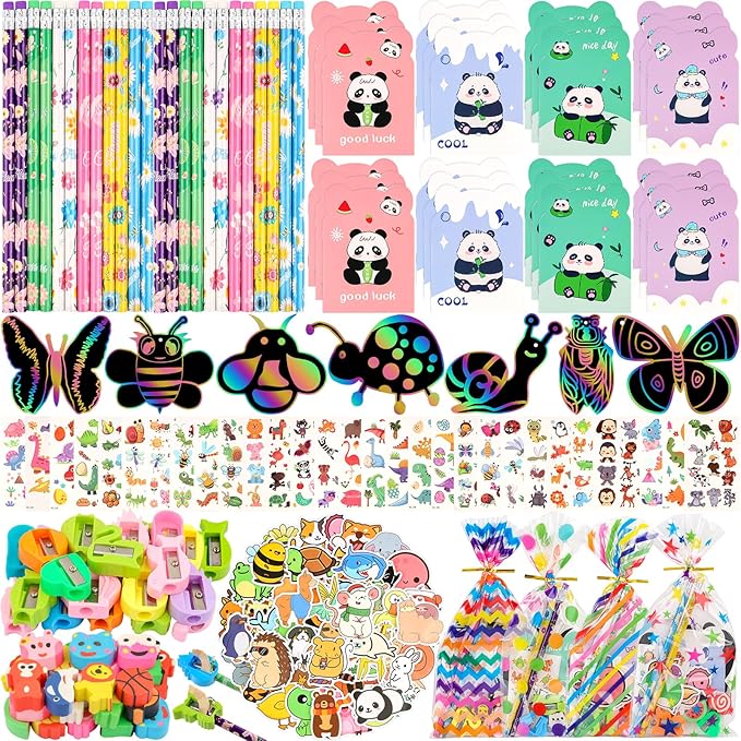 Stationery Party Packs, 28 Pack Birthday Goodie Bags for Classroom Return Gifts for Birthday Party Gift for Students from Teacher Class Prizes Rewards