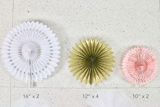 Eco Friendly Paper Party Decoration Set - 45 Pieces, Golden Blush - Plastic-Free FSC Sustainable Recyclable Reusable Pack