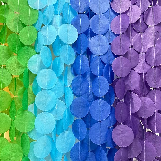 205Ft Rainbow Party Decorations Big Polka Dots Tissue Paper Backdrop Streamer Colorful Circle Dots Hanging Curtain Garland for Birthday Fiesta Carnival Wedding Engagement Pride Party Supplies