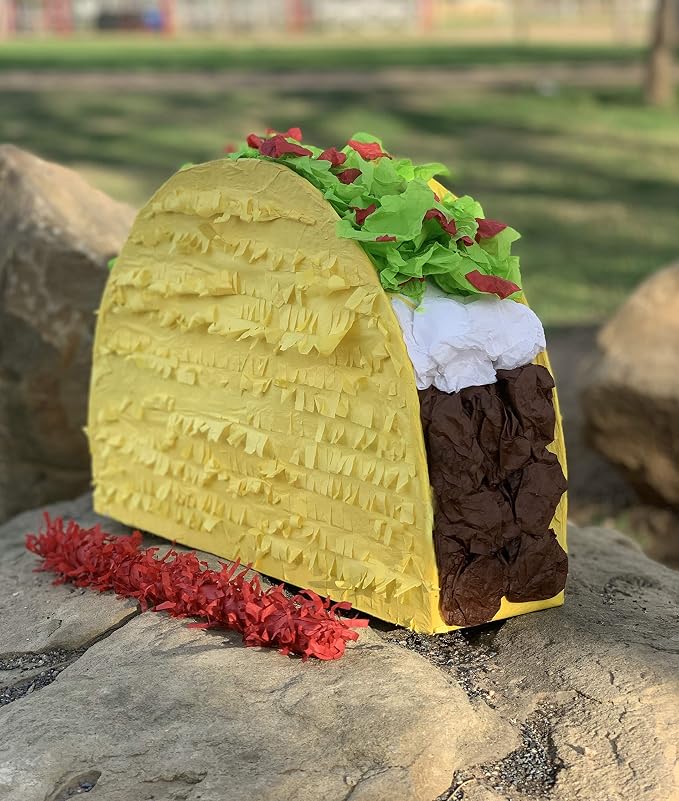 Jergrim Taco Tuesday Piñata 4-piece set 16x11x3 inches, Great for Taco Bout Parties, Decorations, Birthday pinata, Mexican Fiesta Bash, Cinco de Mayo, fits Candy/Favors