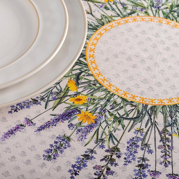 Maison d' Hermine Table Cloth Round Table 100% Cotton 69 Round Inches Tablecloth Reusable Decorative for Dining Kitchen Room Farmhouse Party Home Hotel Restaurant Spring Summer - Fanny Lavender