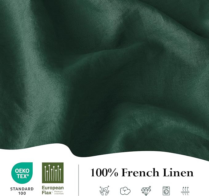 Linen World Linen Tablecloth,100% French Linen Green Tablecloth 90" x 90" Inch,Washable Square Tablecloth for Dining,Outdoor,Weddings and Restaurants,Decorative Thanksgiving Christmas
