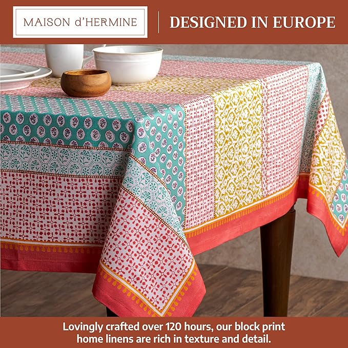 Maison d' Hermine Table Cloth Rectangle Table 100% Cotton 60 x 108 Inches Tablecloth Reusable Decorative for Dining Kitchen Room Farmhouse Party Home Hotel Restaurant Spring Summer - Provence
