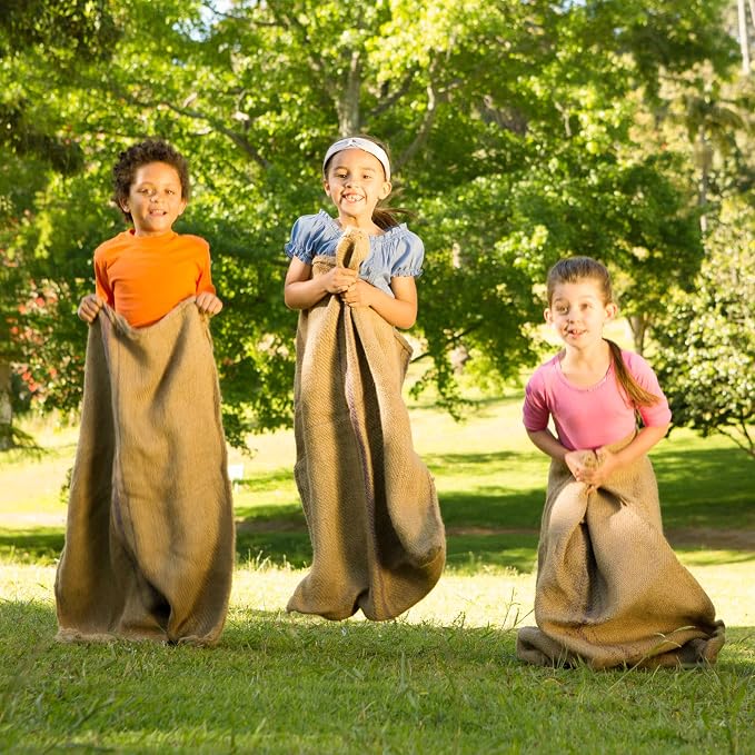 12 Pack Burlap Sack Race Bags 24 x 40 Inch Large Burlap Sack Potato Outdoor Lawn Games for Holiday Birthday, Family Reunion, Carnival, Easter, Halloween, Plant Frost Protection