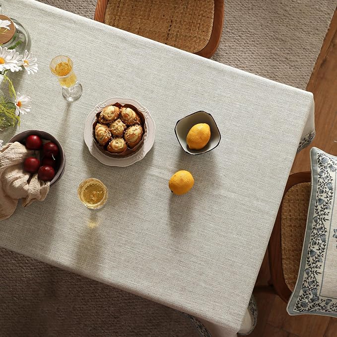 ISAENNE Designer Linen Rectangular Tablecloth,71"x55"-Segerman B | Chinoiserie Vintage Elegant Floral Table Cloth Rectangle Table,Beautiful,Dining Room,Tea Party,Kitchen,Thanksgiving