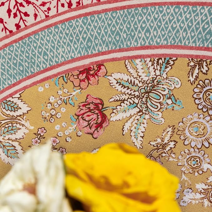 Maison d' Hermine Table Cloth Round Table 100% Cotton 63 Round Inches Tablecloth Reusable Decorative for Dining Kitchen Room Farmhouse Party Home Hotel Restaurant Spring Summer - Marquise