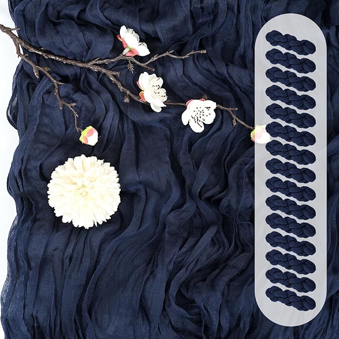 15 Pack Navy Blue Cheesecloth Table Runner 17 x 108 Inch Fall Thanksgiving Boho Rustic Farmhouse Gauze Cheese Cloth Runner for Wedding Party Baby Shower Home Decor Holiday Decorations