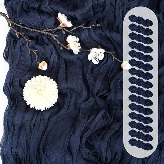 15 Pack Navy Blue Cheesecloth Table Runner 17 x 108 Inch Fall Thanksgiving Boho Rustic Farmhouse Gauze Cheese Cloth Runner for Wedding Party Baby Shower Home Decor Holiday Decorations