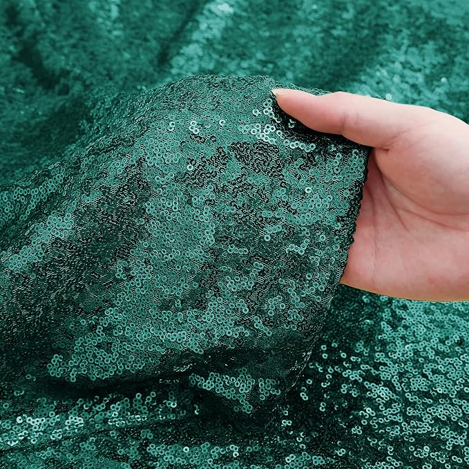 Sugargirl Dark Green Sequin Backdrop Curtain 4FTx8FT Glitter Dark Green Background Drapes Sparkle Photography Backdrop for Party Wedding Birthday Wall Decoration(2 Panels)