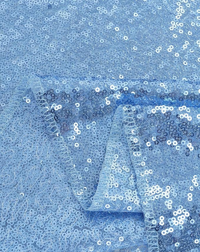Eternal Beauty Baby Blue Tablecloth, 90x156 Inch Sequin Rectangle Table Cover for Cake Dessert Exhibition Party Birthday Events