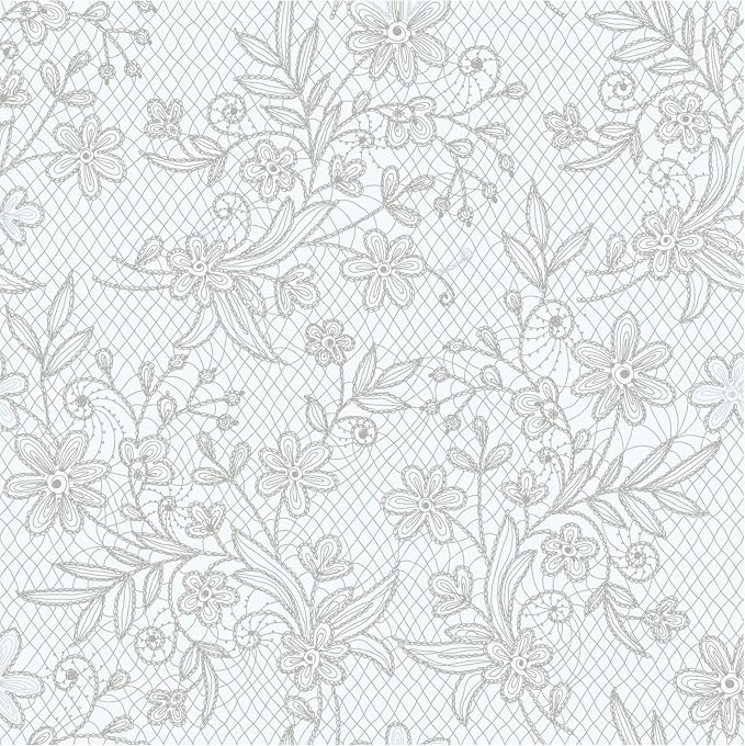 Exquisite Lace Table Cloth Rectangle Table Plastic 12-Pack Lace Tablecloth Rectangular 54" X 108" | Clear & Silver Floral Tablecloth Disposable | Wild Flower Party Decorations & Party Supplies