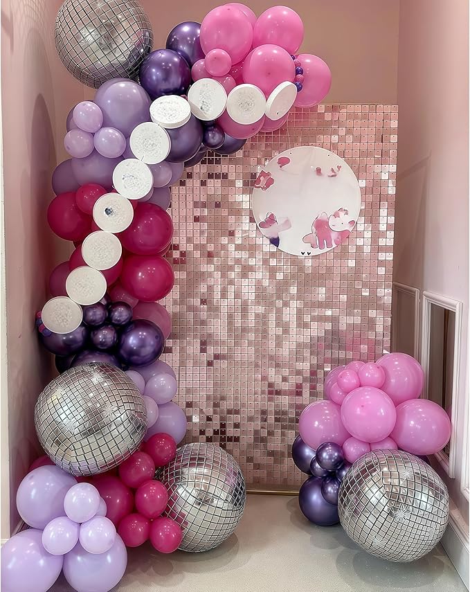 Pink and Purple Balloon Garland Arch Kit, 125pcs Dusty Pink Pastel Lavender Purple Metallic Red White Latex Balloon for Girl Women Birthday Bridal Baby Shower Butterfly Fairy Princess Party Decoration
