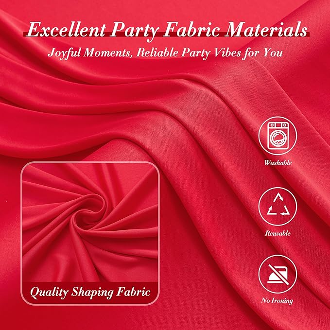 50ft x 10ft Wrinkle Free Red Backdrop Curtains for Parties, Polyester Photo Backdrop Drapes 10 Panels 5x10ft for Weddings Birthday Party Christmas Photography Background