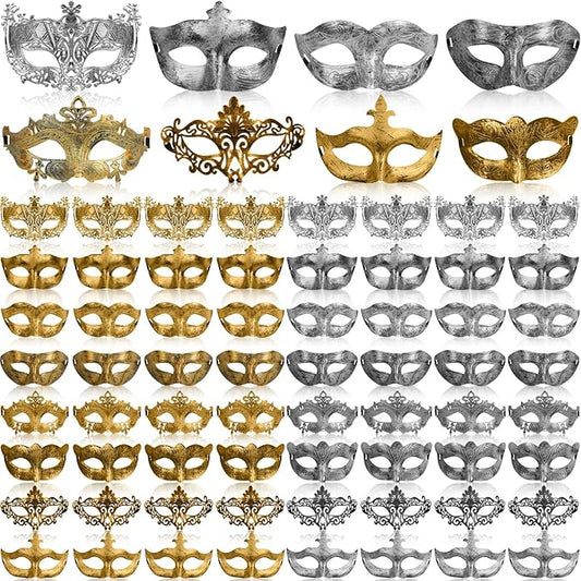 DEEKIN 96 Pcs Masquerade Mask Bulk Mardi Gras Vintage Mask for Women Men Carnival Venetian Ball Party