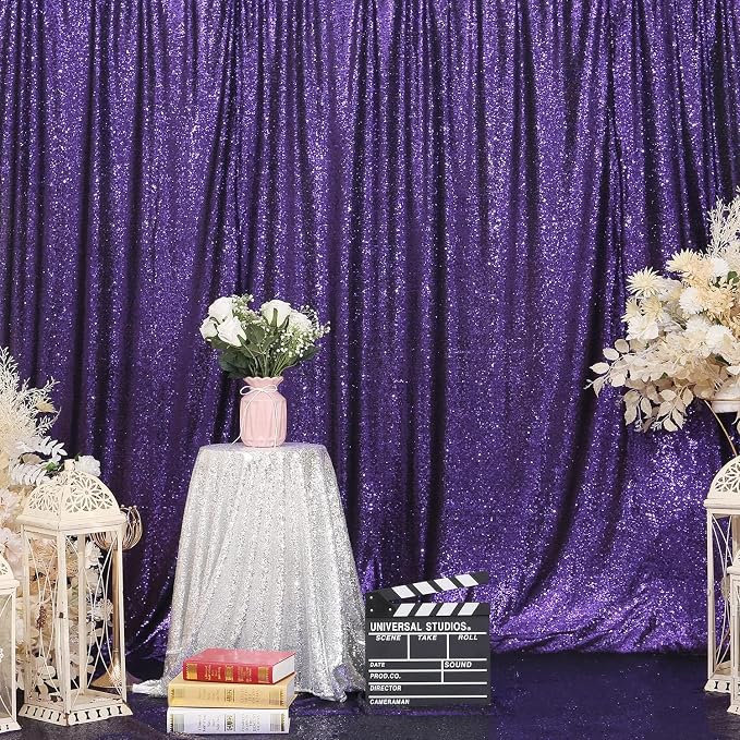 Poise3EHome Purple Sequin Backdrop, 6Ft x 8Ft Glitter Photography Background Curtains for Halloween Party Wedding Birthday Decoration