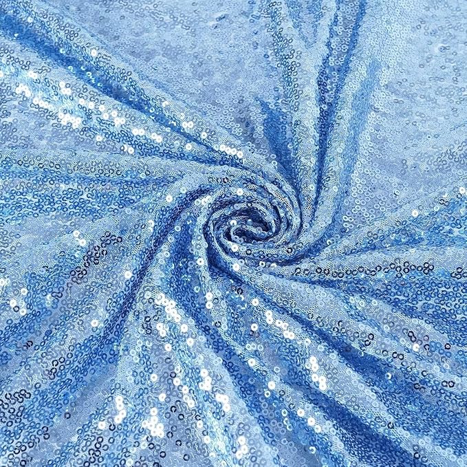 Poise3EHome Baby Blue Sequin Tablecloth 90×156 Inch Rectangle Sparkly Fabric Table Cloth for Baby Shower Birthday Party Wedding Christmas Holiday Decoration
