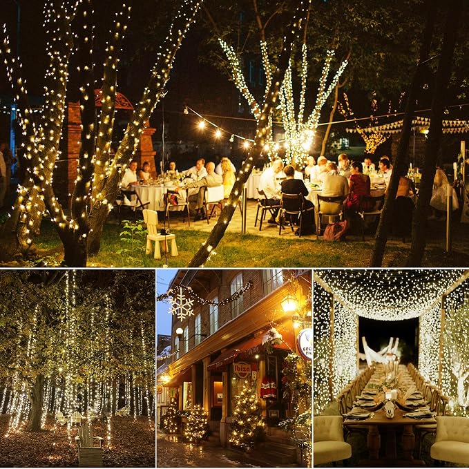 Dailyart Fairy Lights Plug in 200 Led Fairy Light with Remote 10Ft Firecracker String Lights with Timer 8 Modes Christmas Lights for Bedroom Wreath Party Window Wedding Tree Decoration Green Wire