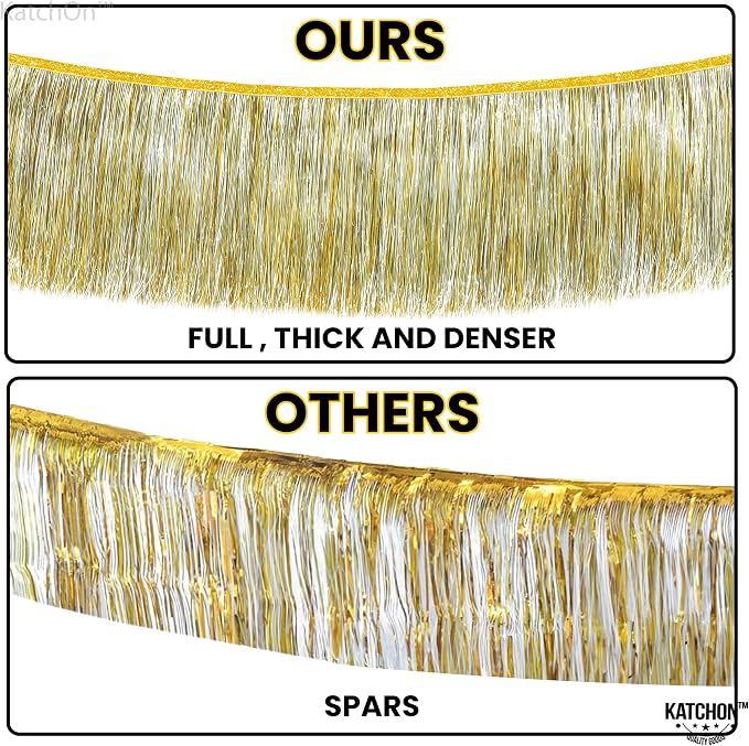KatchOn, Silver and Gold Fringe Banner Garland - 6.5 Feet, Pack of 2 | Gold Fringe Garland for Golden Birthday Decorations Golden, Silver Streamers for Prom Graduation Decorations 2026