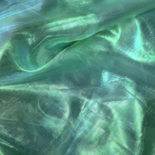 YYCRAFT Two Tone Sheer Organza Fabric by The Yard for Curtain Weddings Decor 2 Yards, Iridescent Mint