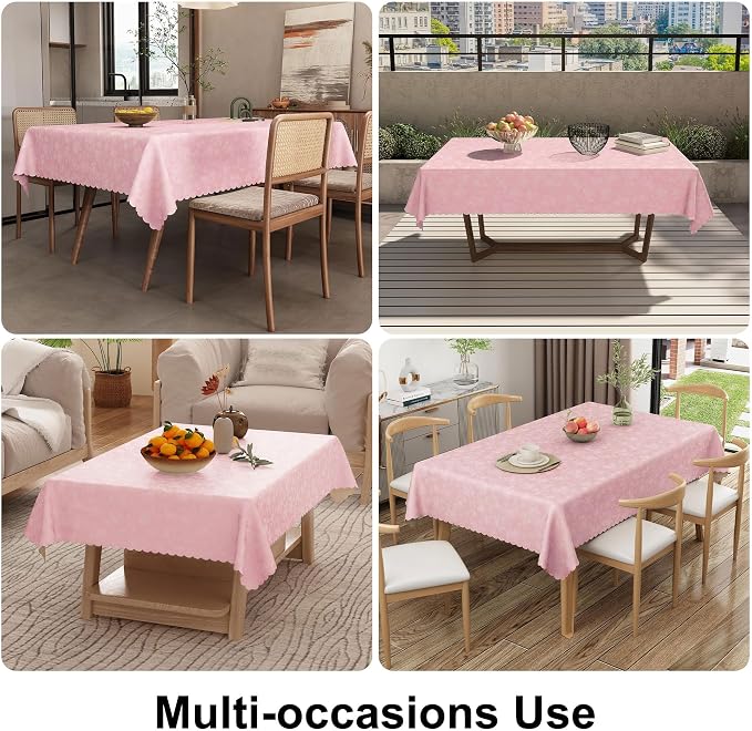 Smiry Rectangle Table Cloth, Waterproof Heavy Duty Vinyl Tablecloths, Wipeable Washable Table Cover for Kitchen and Dining Room (Pink, 60" X 84")